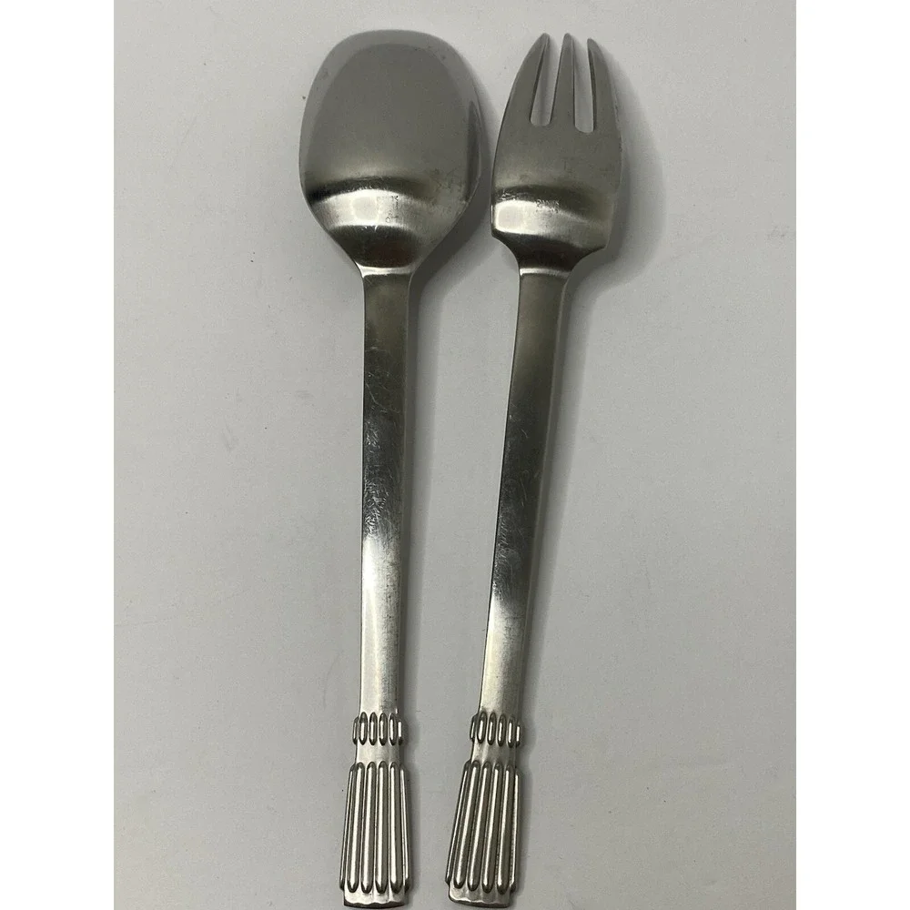 Dansk Designs Thor Stainless Finland Serving Spoon & Meat Fork